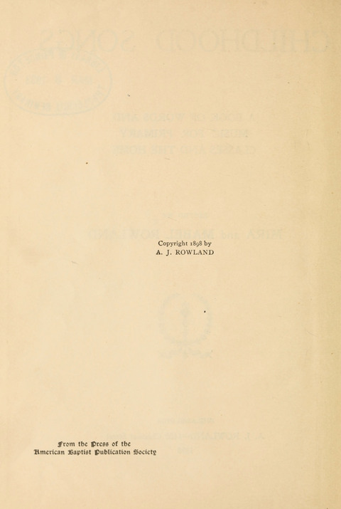 Childhood Songs page v