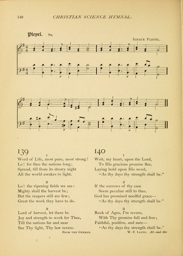 Christian Science Hymnal: a selection of spiritual songs page 140