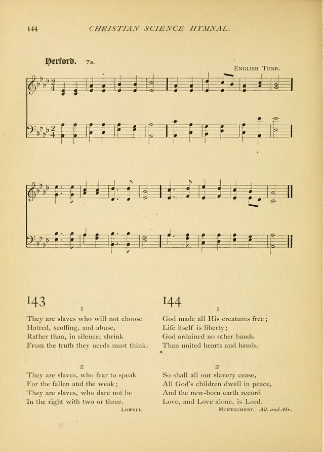 Christian Science Hymnal: a selection of spiritual songs page 144