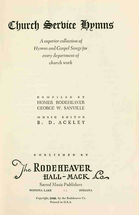 Church Service Hymns page iv