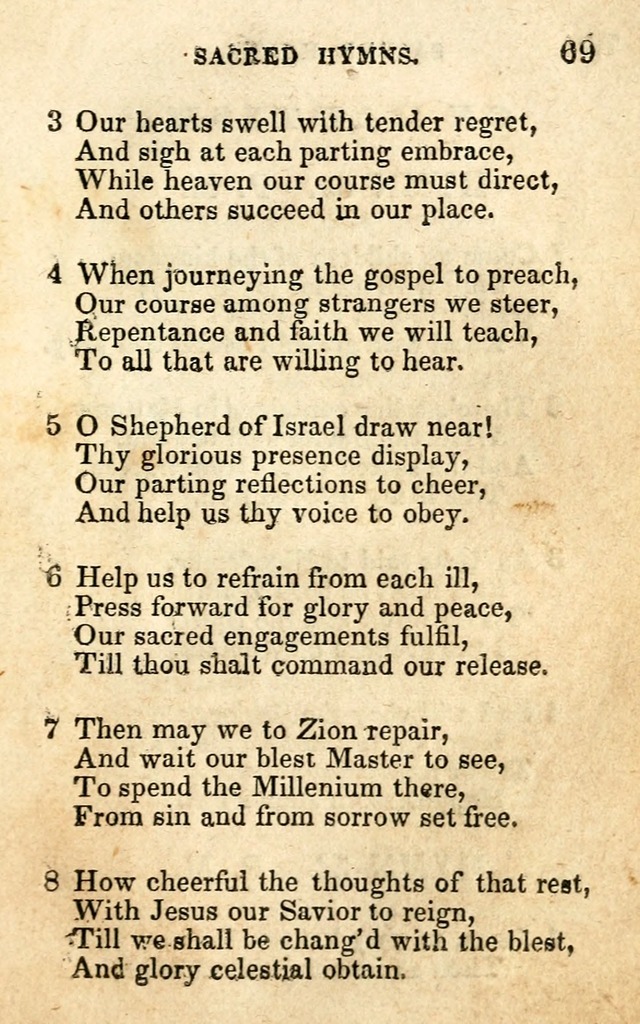 A Collection of Sacred Hymns, for the Church of the Latter Day Saints page 69