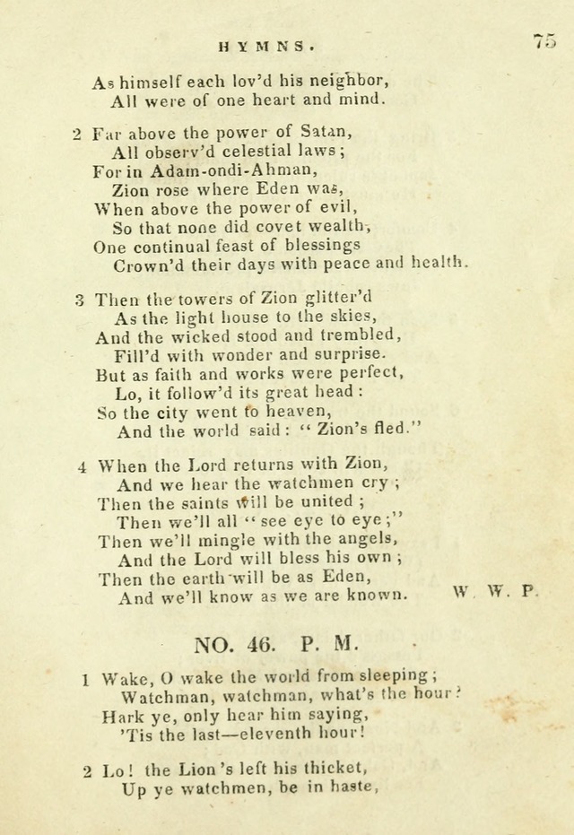 A Collection of Sacred Hymns for the use of the Latter-Day Saints page 75