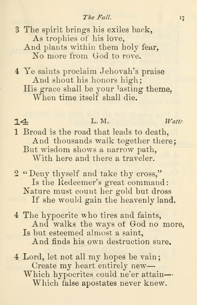 A Choice Selection of Hymns and Spiritual Songs for the use of the Baptist Church and all lovers of song page 20