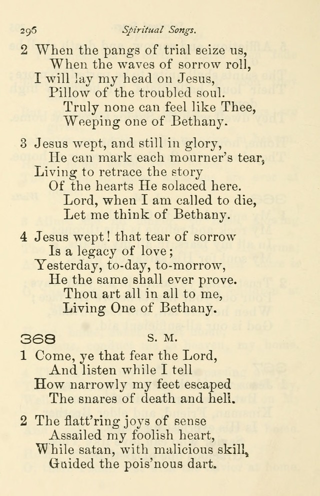 A Choice Selection of Hymns and Spiritual Songs for the use of the Baptist Church and all lovers of song page 299