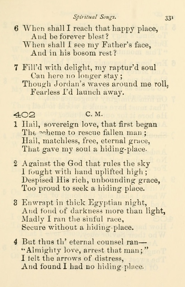 A Choice Selection of Hymns and Spiritual Songs for the use of the Baptist Church and all lovers of song page 334