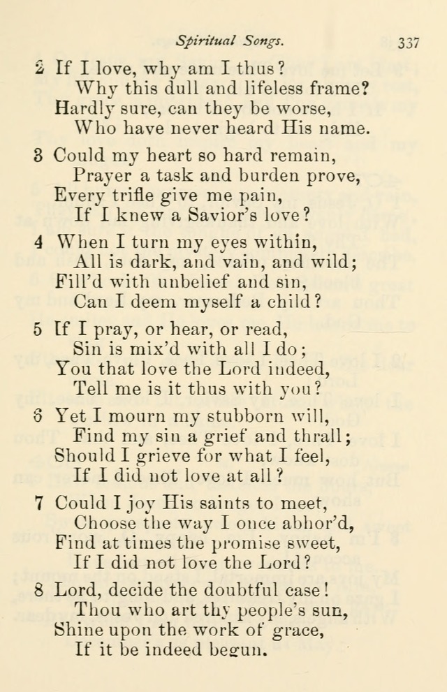 A Choice Selection of Hymns and Spiritual Songs for the use of the Baptist Church and all lovers of song page 340