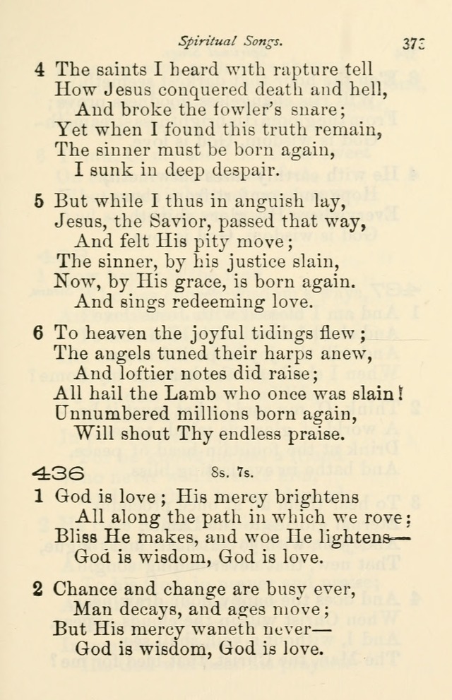 A Choice Selection of Hymns and Spiritual Songs for the use of the Baptist Church and all lovers of song page 376