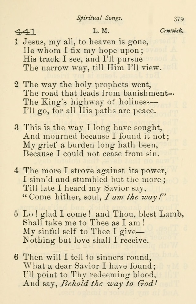A Choice Selection of Hymns and Spiritual Songs for the use of the Baptist Church and all lovers of song page 382