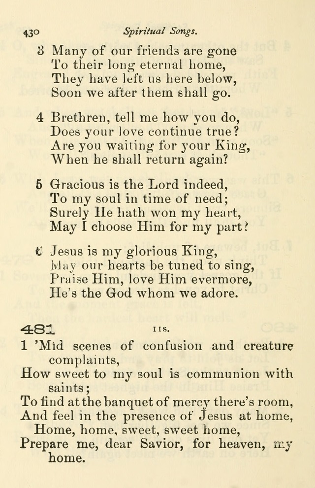 A Choice Selection of Hymns and Spiritual Songs for the use of the Baptist Church and all lovers of song page 433