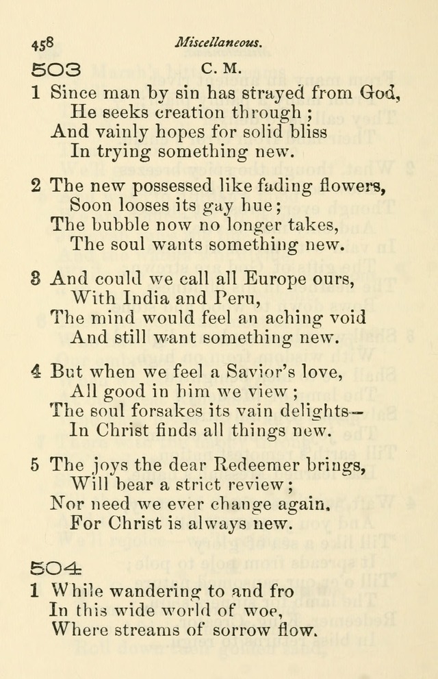 A Choice Selection of Hymns and Spiritual Songs for the use of the Baptist Church and all lovers of song page 461
