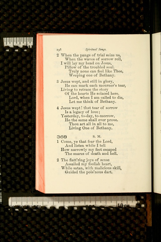 A Choice Selection of Hymns and Spiritual Songs for the use of the Baptist Church and all lovers of song page cover