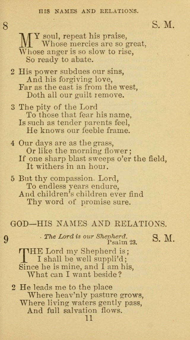 A Collection of Spiritual Hymns: adapted to the Various Kinds of Christian Worship, and especially designed for the use of the Brethren in Christ. 2nd ed. page 11