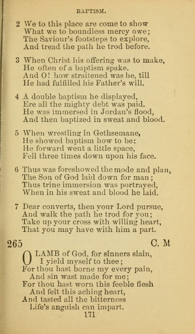 A Collection of Spiritual Hymns: adapted to the Various Kinds of Christian Worship, and especially designed for the use of the Brethren in Christ. 2nd ed. page 173