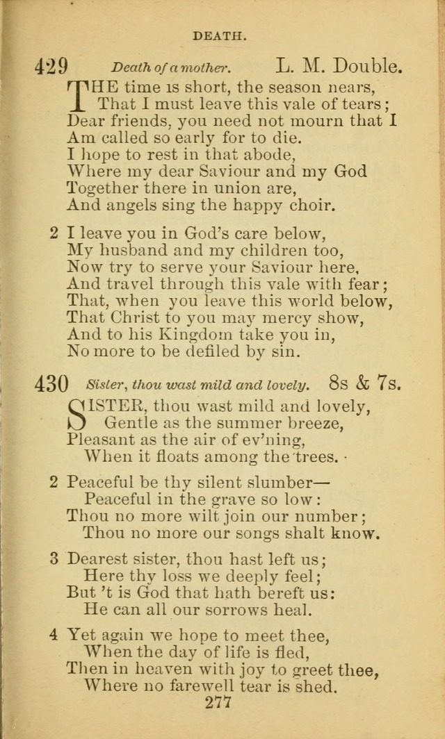 A Collection of Spiritual Hymns: adapted to the Various Kinds of Christian Worship, and especially designed for the use of the Brethren in Christ. 2nd ed. page 279