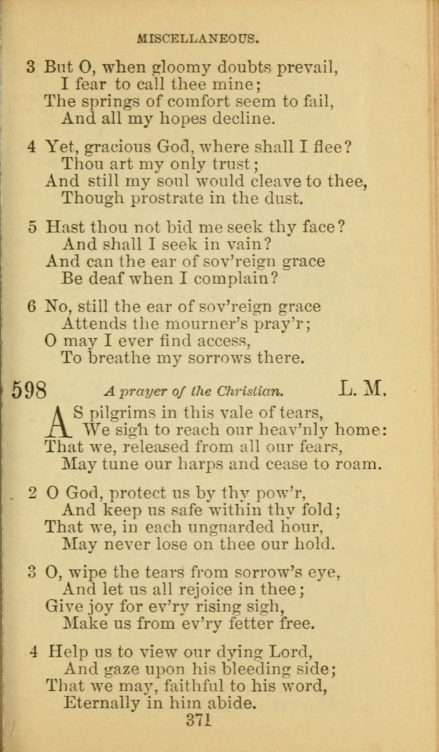 A Collection of Spiritual Hymns: adapted to the Various Kinds of Christian Worship, and especially designed for the use of the Brethren in Christ. 2nd ed. page 373