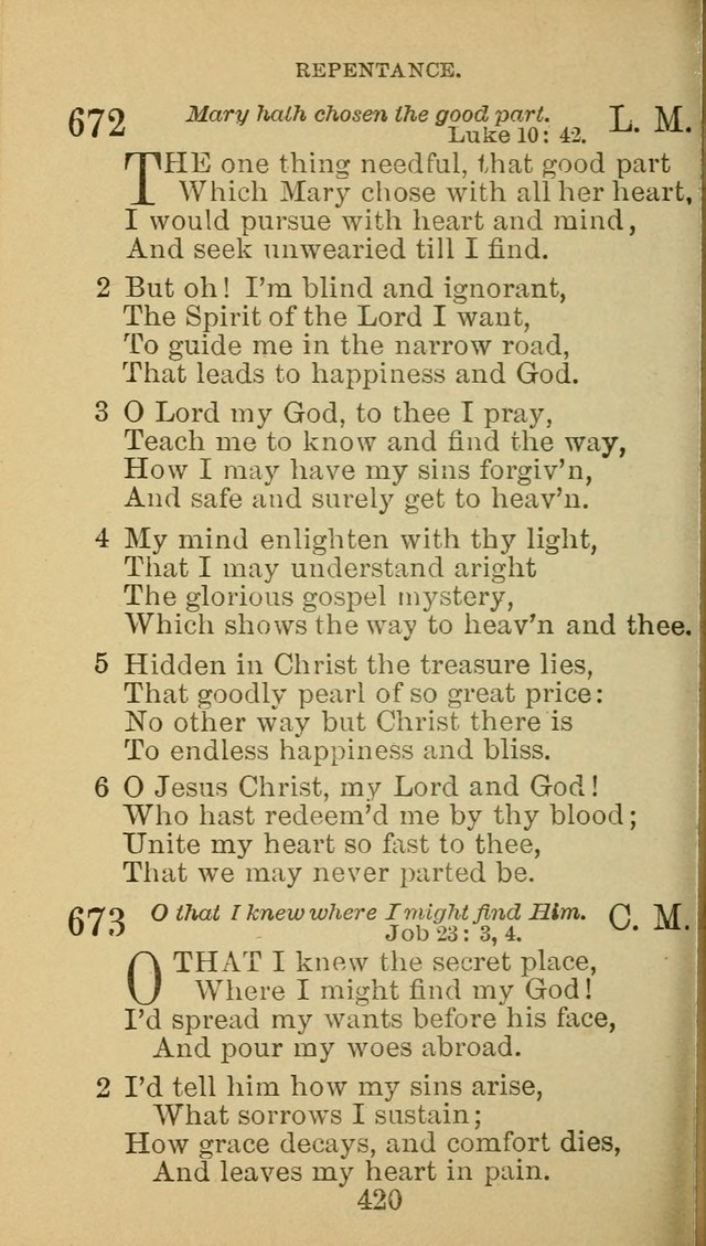 A Collection of Spiritual Hymns: adapted to the Various Kinds of Christian Worship, and especially designed for the use of the Brethren in Christ. 2nd ed. page 424