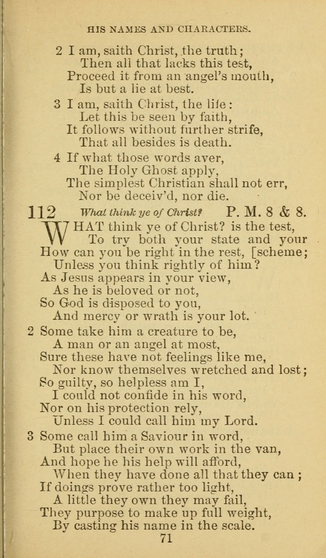 A Collection of Spiritual Hymns: adapted to the Various Kinds of Christian Worship, and especially designed for the use of the Brethren in Christ. 2nd ed. page 73