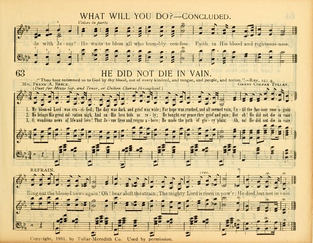 Christ in Song: for all religious services nearly one thousand best gospel hymns, new and old with responsive scripture readings (Rev. and Enl.) page 63
