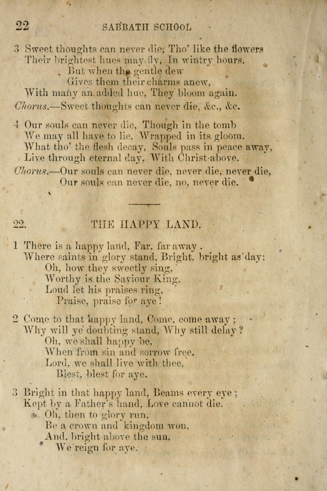 A Collection of Sabbath School Hymns: compiled by a Sabbath School Teacher page 22