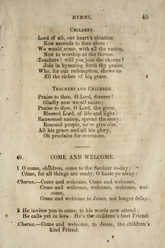 A Collection of Sabbath School Hymns: compiled by a Sabbath School Teacher page 45