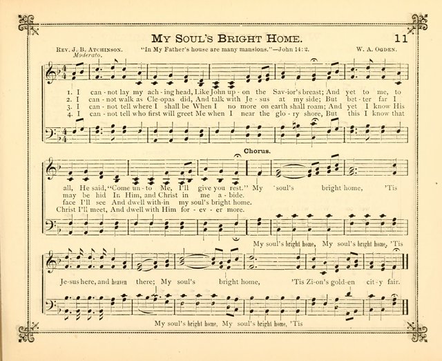 Carols of Joy: choice collection of songs and hymns for the Sunday School, Bible class, and the Home Circle to which has been added an easy method of Rudimental Instruction in Music, for Weekday Study page 11