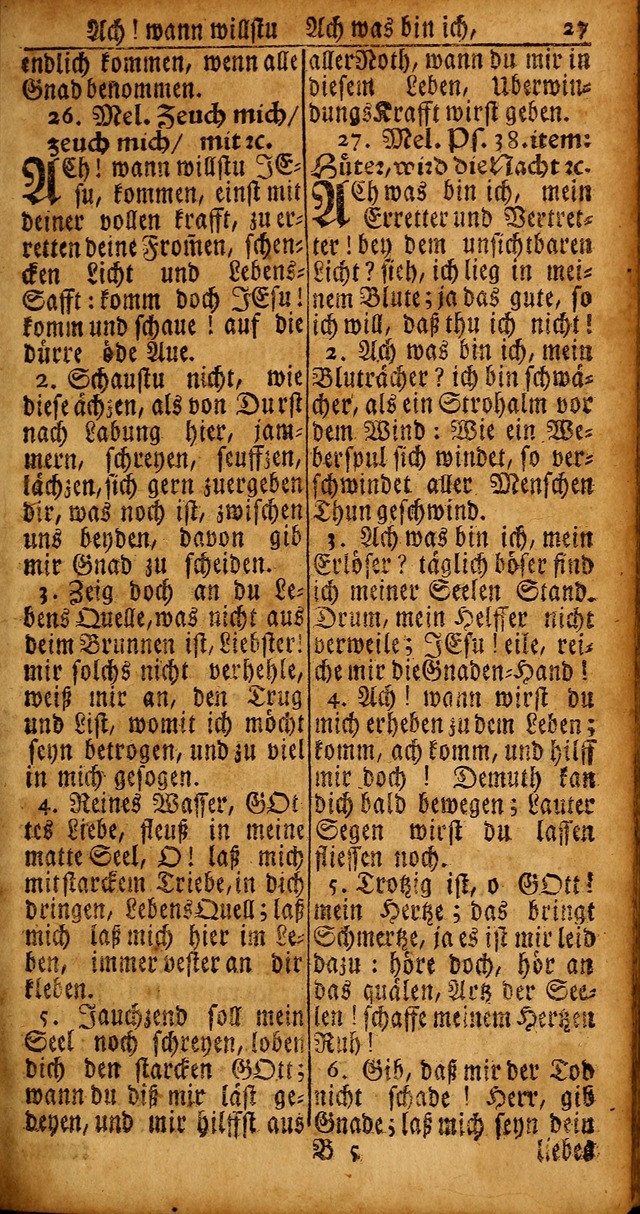 Das Kleine Davidische Psalterspiel der Kinder Zions von alten und neuen auserlesenen Geistes-Gesängen allen wahren heyls-begierigen Säuglingen der Weisheit, insonderheit aber denen Gemeinden des Herrn page 27
