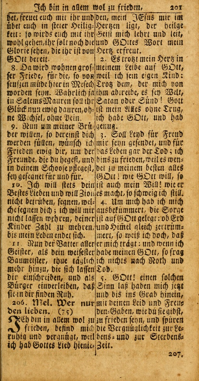 Das Kleine Davidische Psalterspiel der Kinder Zions: von alten und neuen auserlesenen Geistes-Gesängen allen wahren heuls-begierigen säuglingen der weisheit, infonderheit aber denen Gemeinden ... page 201