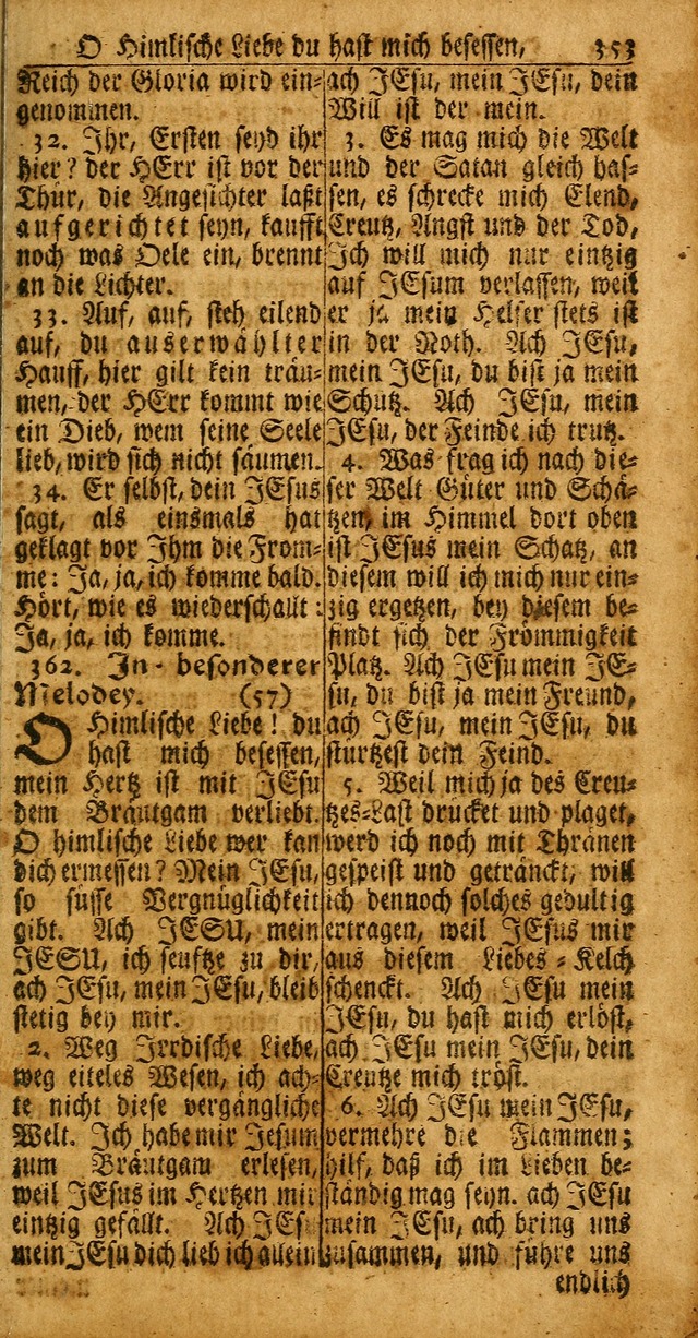 Das Kleine Davidische Psalterspiel der Kinder Zions: von alten und neuen auserlesenen Geistes-Gesängen allen wahren heuls-begierigen säuglingen der weisheit, infonderheit aber denen Gemeinden ... page 353