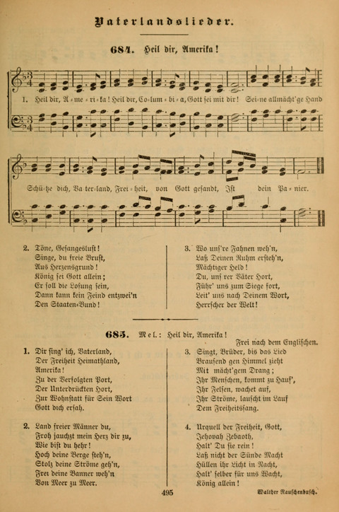 Die Glaubensharfe (With Melodies): Gesangbuch der deutschen Baptisten-Gemeinden. Herausgegeben auf Beschluß der Bundeskonferenz der Deutchen Baptisten-Gemeinden von America (2. ed) page 495