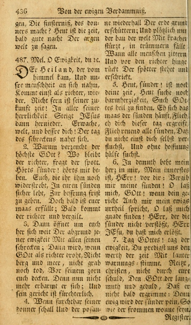 Das Geistliche Saitenspiel: oder, Eine Sammlung auserlesener, erbaulicher, geistreicher Lieder zum Gebrauch aller Gottliebenden Seelen, insonderheit für dei Gemeinen der Evangelischen... (1st Aufl.) page 436
