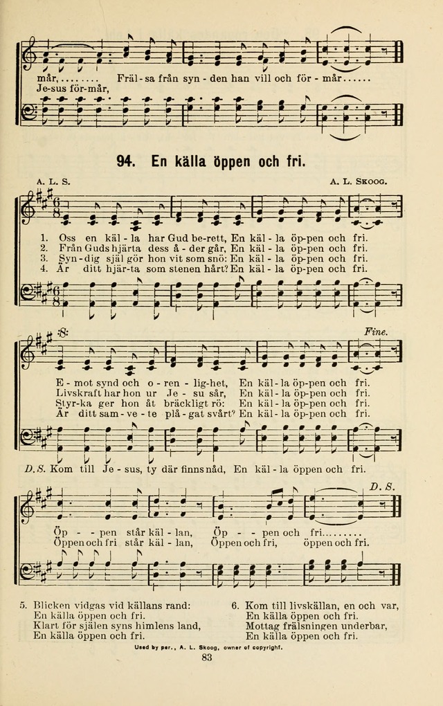 De Ungas Sångbok: utgiven för Söndagsskolan Ungdomsmötet och hemmet page 88