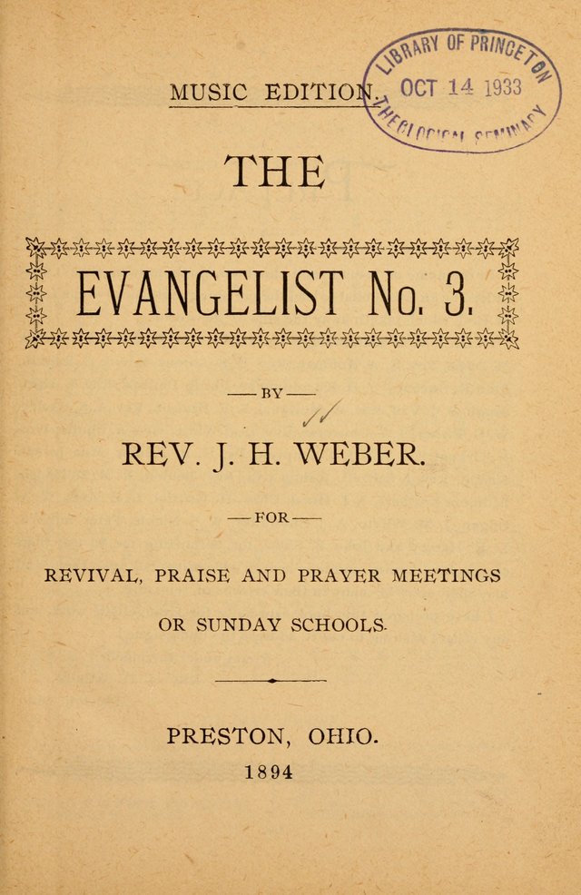The Evangelist No. 3: for revival, praise and prayer meetings or Sunday schools  (Music edition) page v