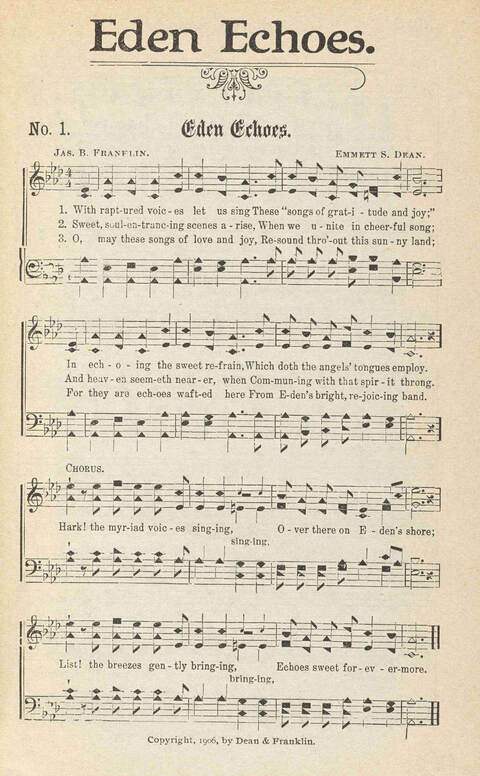 Eden Echoes: a new song book for all the services of the sanctuary page 1