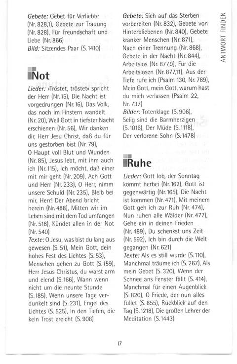 Antwort Finden in alten und neuen Liedern, in Worten zum Nachdenken und Beten: evangelisches Gesangbuch (Bayern, Mitteldeutschland, Thüringen) page xvii