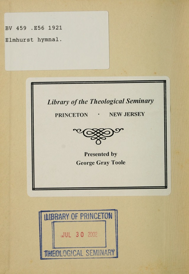 Elmhurst Hymnal: and orders of worship for the Sunday school, young people