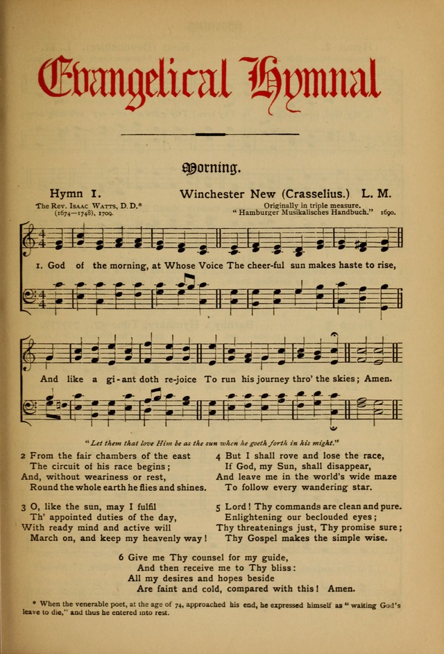 The Evangelical Hymnal with Tunes page 1