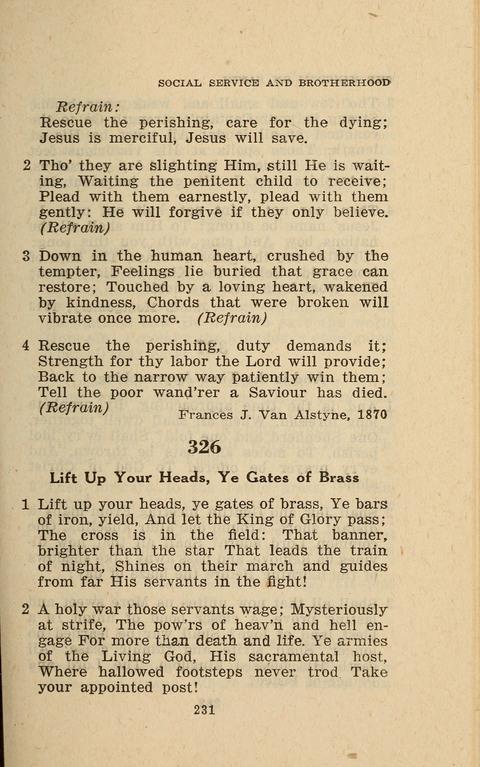 The Evangelical Hymnal. Text edition page 231
