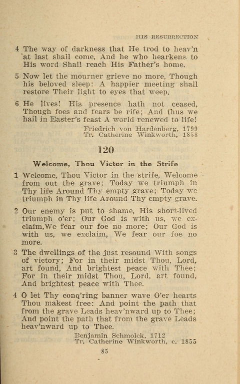 The Evangelical Hymnal. Text edition page 85