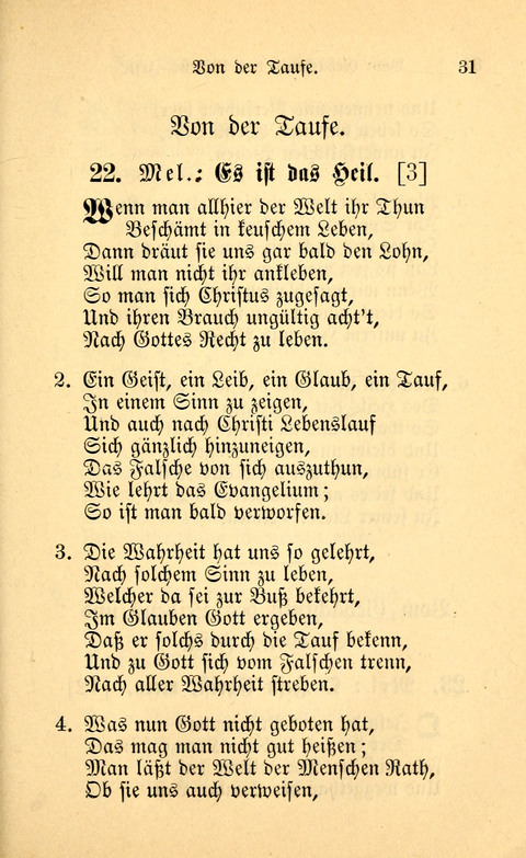 Eine Kleine Lieder-Sammlung: zum Allgemeinen Gebrauch des Wahren Gottes- dienstes, für die Gemeinde Gottes page 31