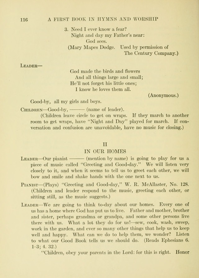 A First Book in Hymns and Worship page 116