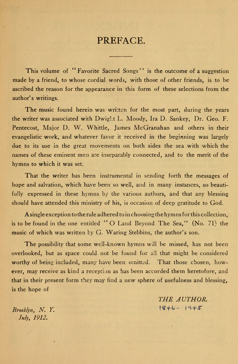 Favorite Sacred Songs: containing Solos, Duetts, Quartettes and Choruses for the Church and Home page vi