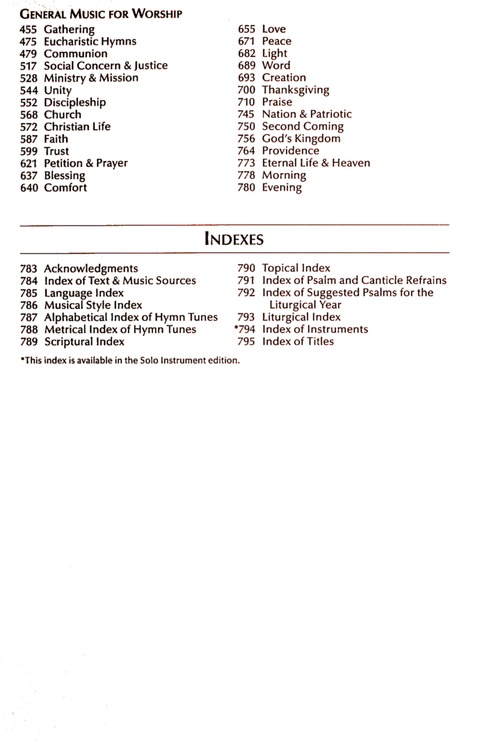 Glory and Praise (3rd. ed.) page vi