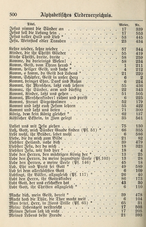 Gesangbuch für deutsche Gemeinden: enthaltend Psalmen und geistliche Lieder für öffentlichen und häuslichen Gottesdienst page 500