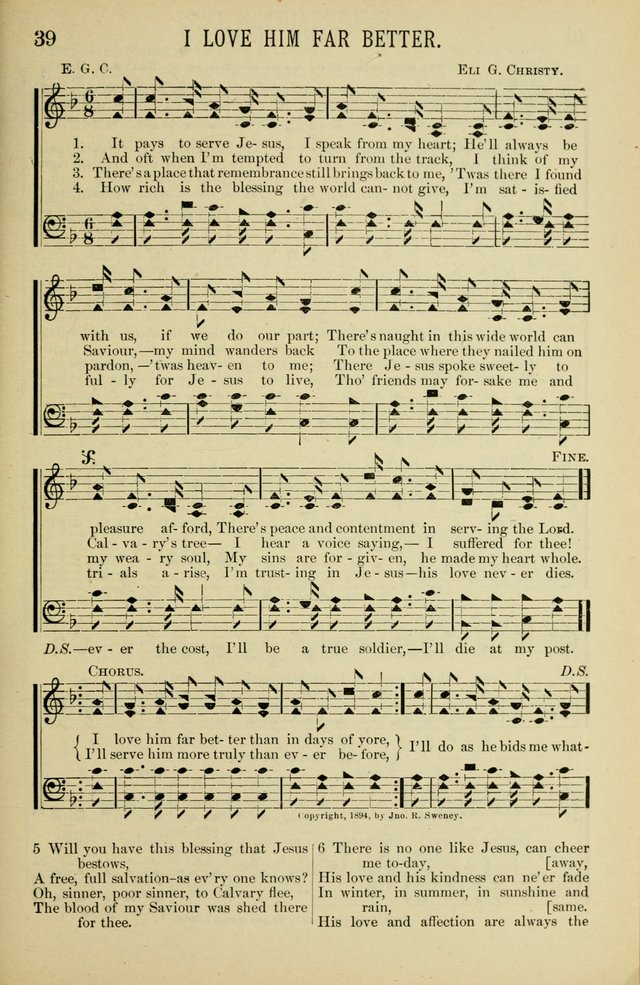 Gospel Hosannas: A Choice Collection of Hymns and Tunes for use in Evangelistic, Brotherhood and Mission Meetings, Sunday School, Etc. page 39