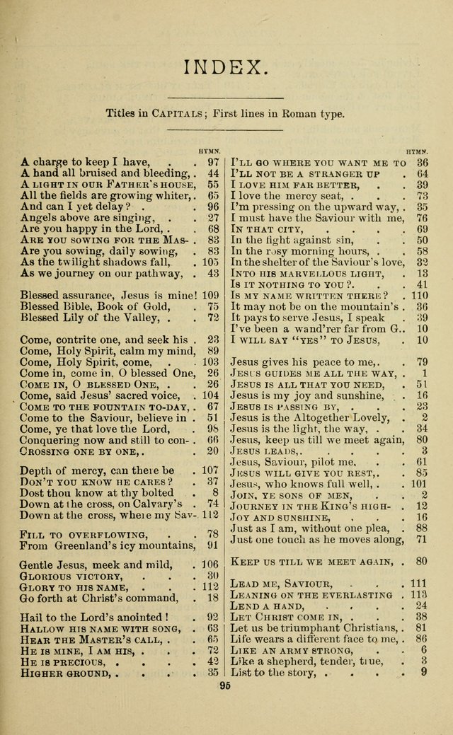 Gospel Hosannas: A Choice Collection of Hymns and Tunes for use in Evangelistic, Brotherhood and Mission Meetings, Sunday School, Etc. page 95