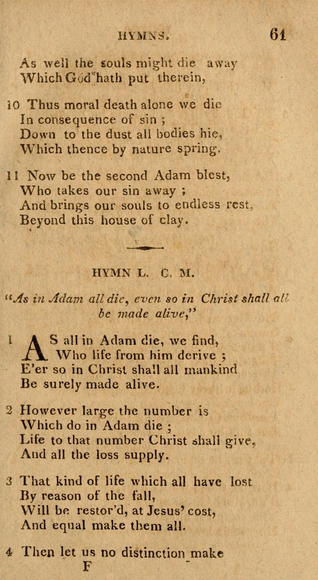 The Gospel Hymn Book: being a selection of hymns, composed by different authors designed for the use of the church universal and adapted to public and private devotion page 61