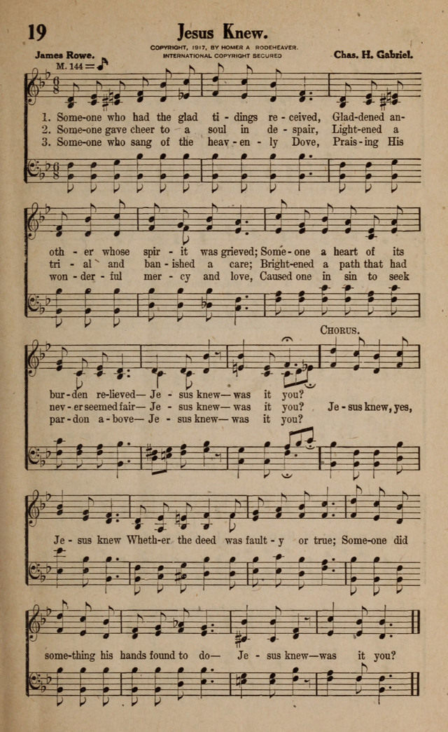 Gospel Hymns and Songs: for the Church, Sunday School and Evangelistic Services page 19