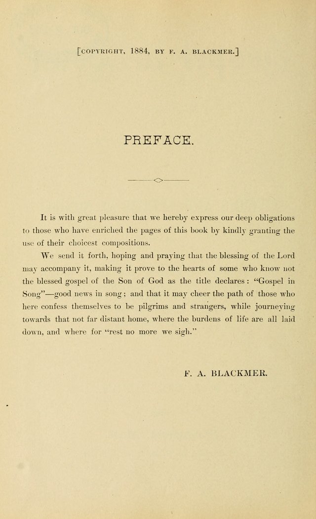 Gospel in Song: a new collection of "hymns and spiritual songs," for use in Sunday schools, praise meetings, prayer meetings, revival meetings, camp meetings and in other places ... page 2