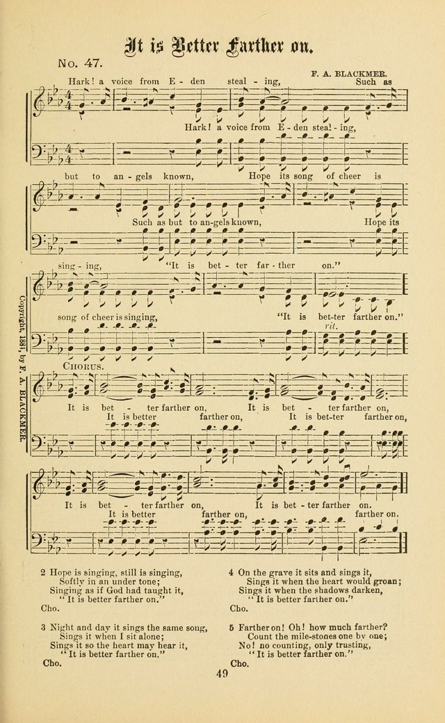 Gospel in Song: a new collection of "hymns and spiritual songs," for use in Sunday schools, praise meetings, prayer meetings, revival meetings, camp meetings and in other places ... page 49