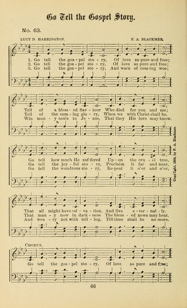 Gospel in Song: a new collection of "hymns and spiritual songs," for use in Sunday schools, praise meetings, prayer meetings, revival meetings, camp meetings and in other places ... page 66